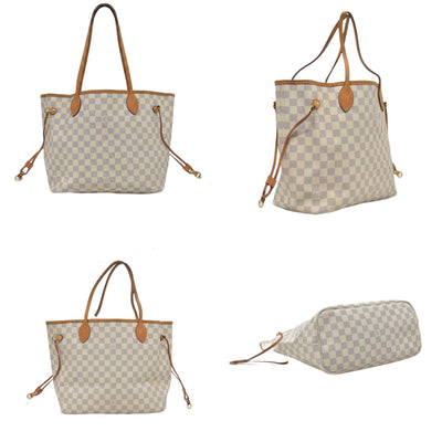 $2240 2010 Louis Vuitton Damier Azur Neverfull MM Rose Ballerine AR1120