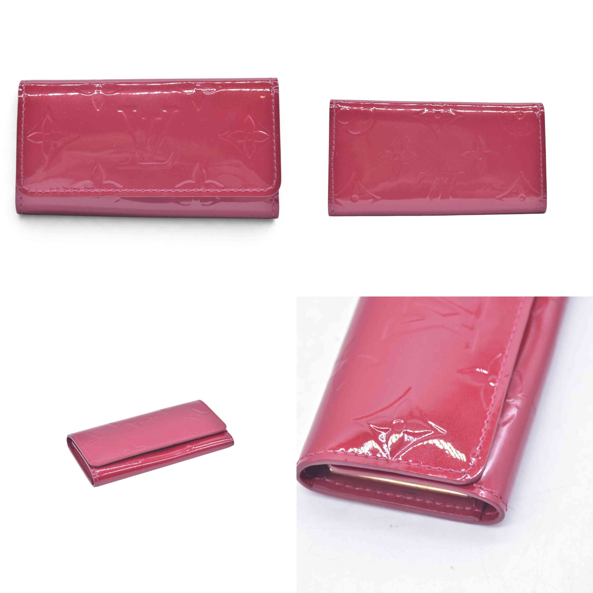 $290 2010 LOUIS VUITTON Vernis Patent Leather 4 Key Holder Red TS0120 CONSIGNMENT 10021451