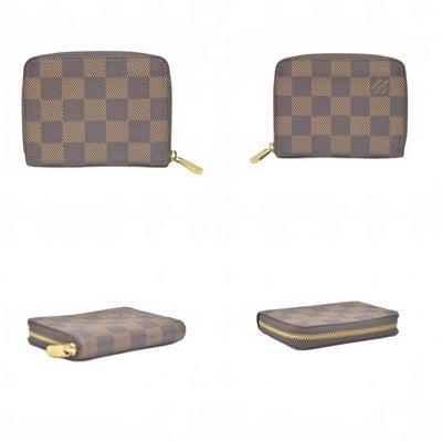 $560 Louis Vuitton RFID Damier Zippy Coin Purse Brown Compact Wallet
