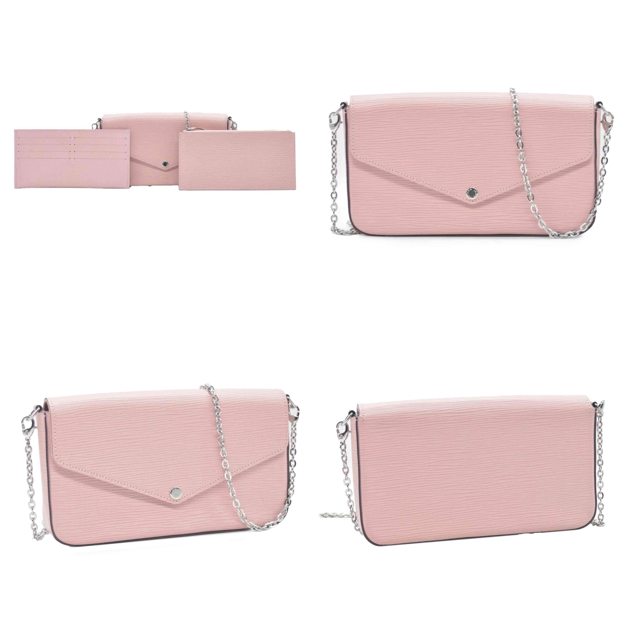 $1770 2017 Louis Vuitton Epi Leather Pochette Felicie Rose Ballerine CONSIGNMENT TJ3107