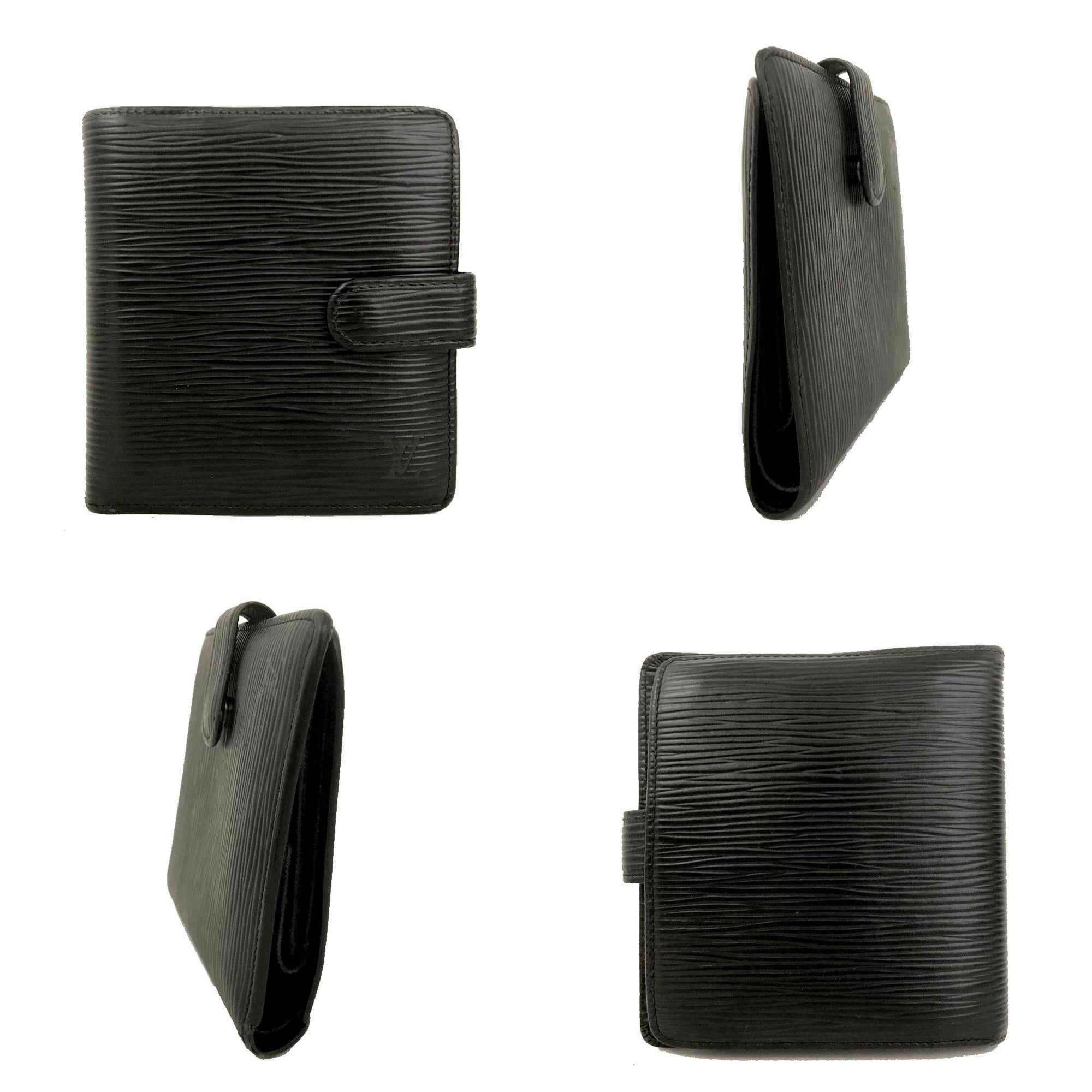 1999 Louis Vuitton Epi Leather Porte Billes Compact Wallet Black MI0979