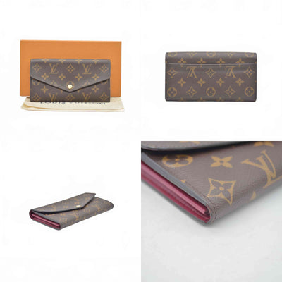 $775 2020 Louis Vuitton Monogram Sarah NM Fuchsia Wallet MI4280