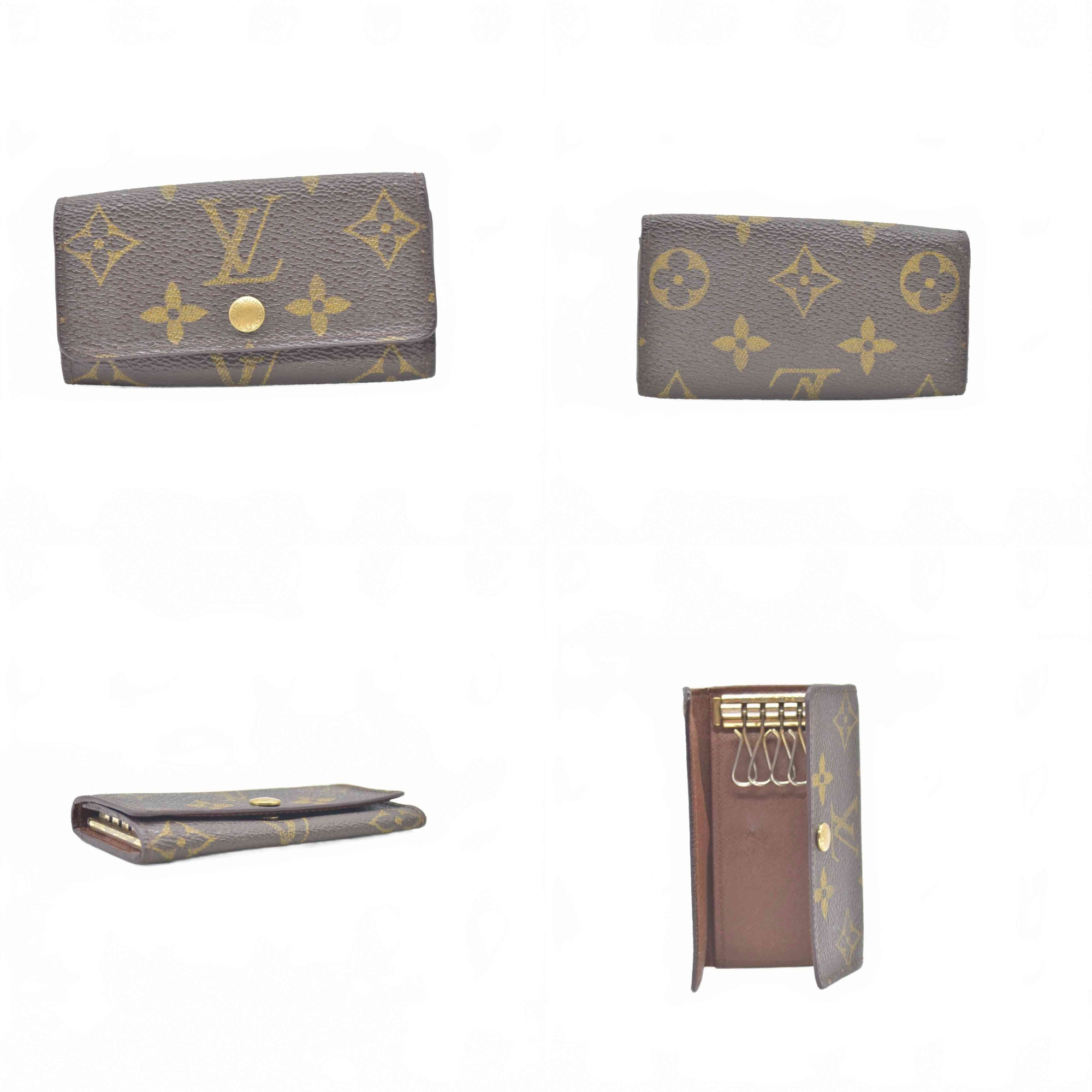 $345 Louis Vuitton Monogram Multicles 4 Ring Key Case Brown TH0026 CONSIGNMENT