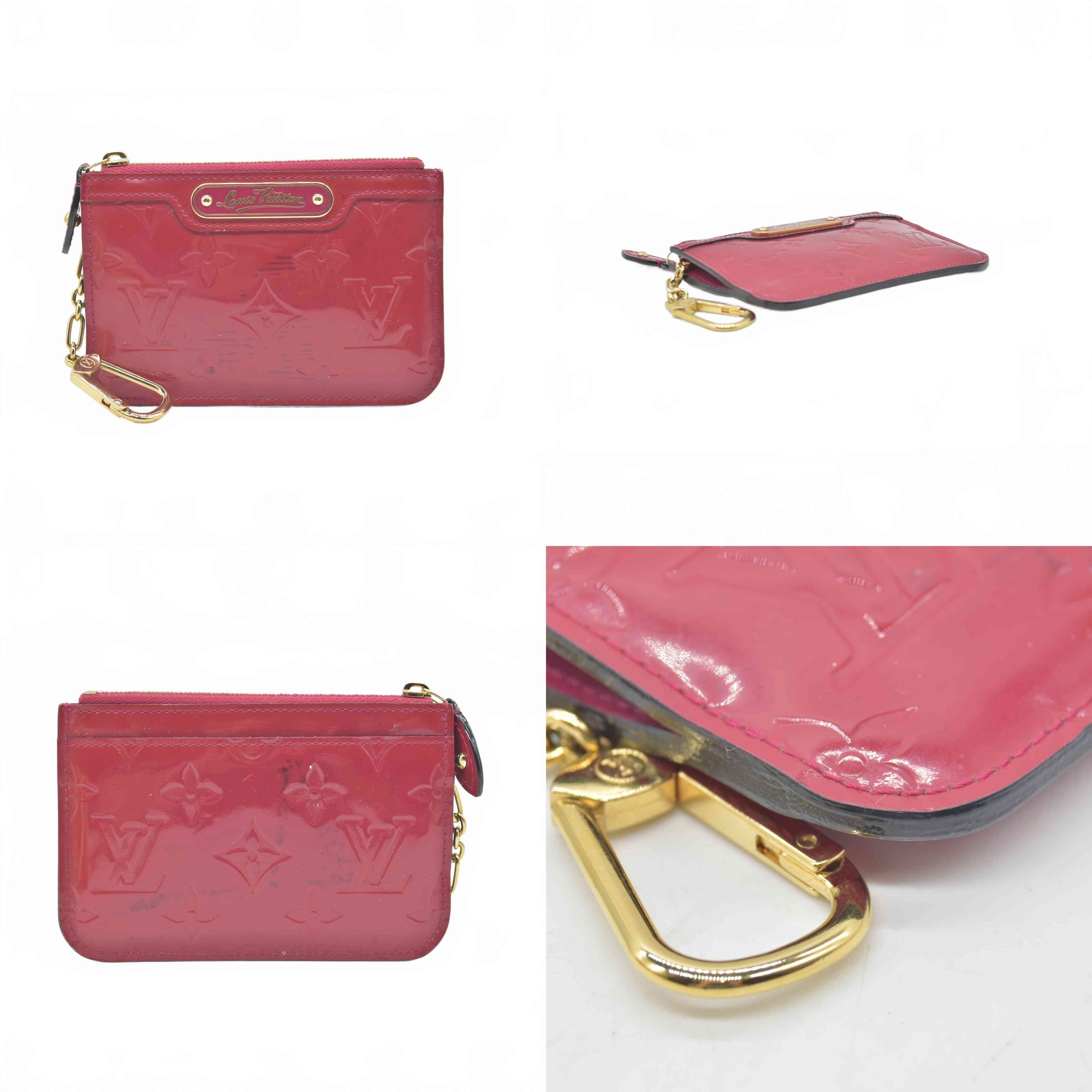 $490 2013 WELL WORN  Louis Vuitton Vernis Key Pouch Rose Indien CONSIGNMENT CA1123