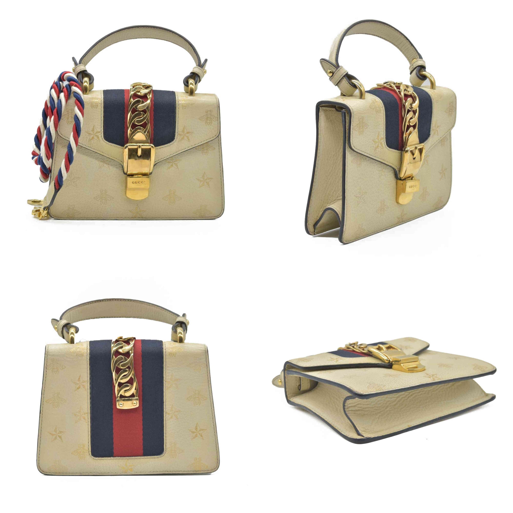 $2,590 Gucci Calfskin Small Sylvie Shoulder Bag Off White