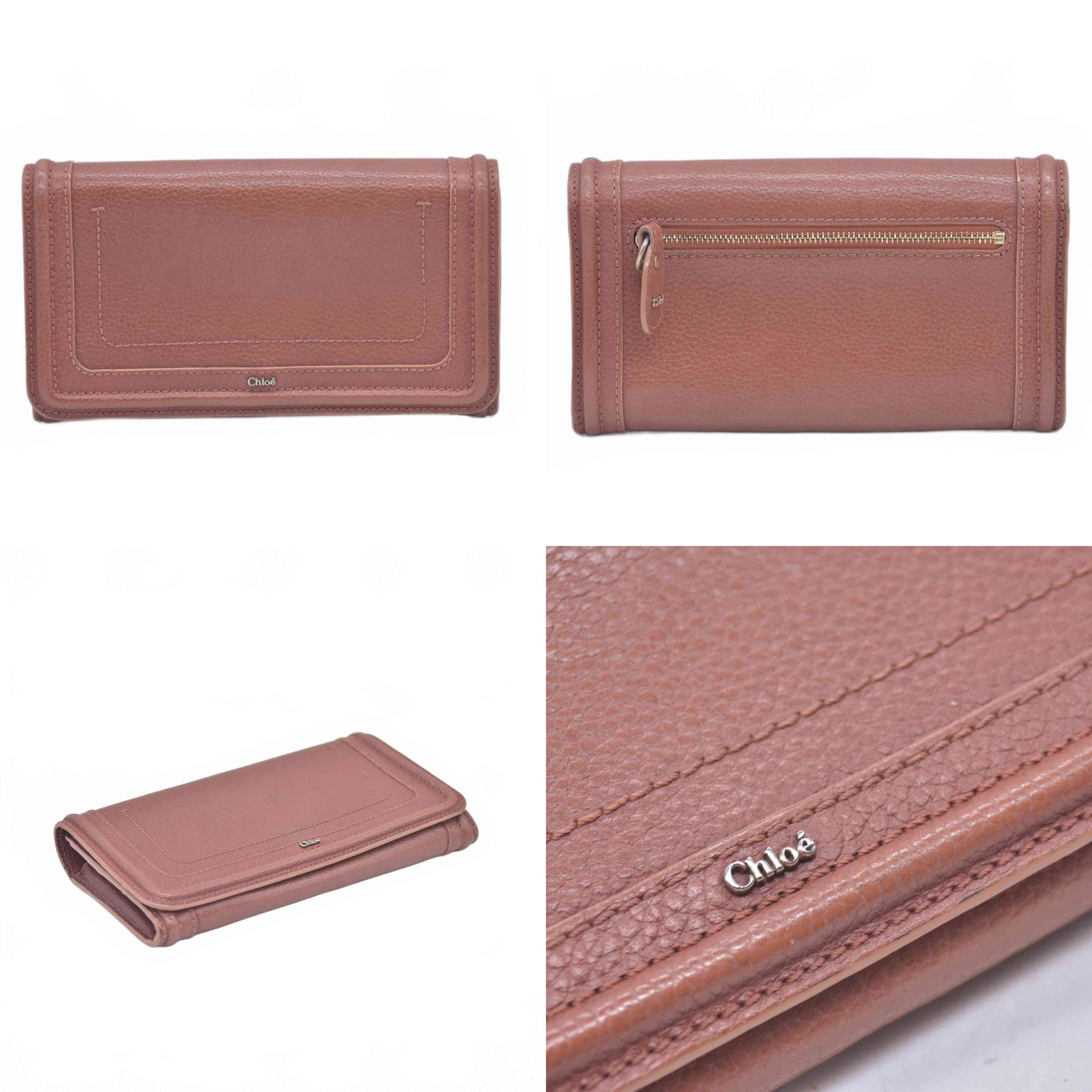 $595 2013 Chloe Brown Leather Paraty Continental Wallet