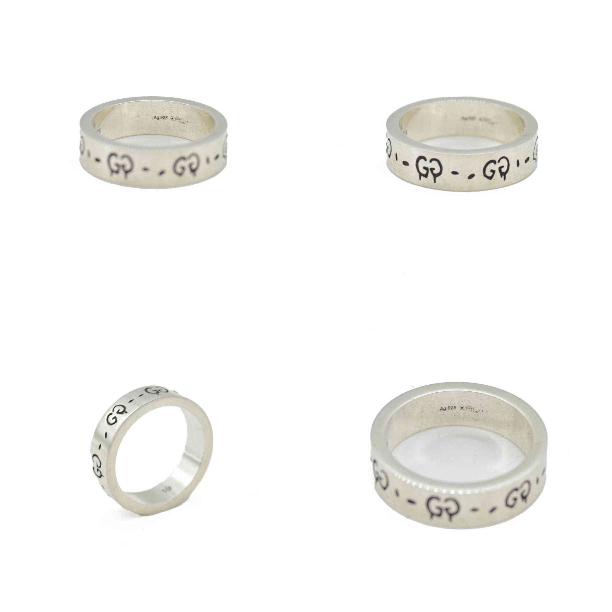 Gucci Sterling Silver Narrow GucciGhost Hamlet Skull Ring 19 CONSIGNMENT
