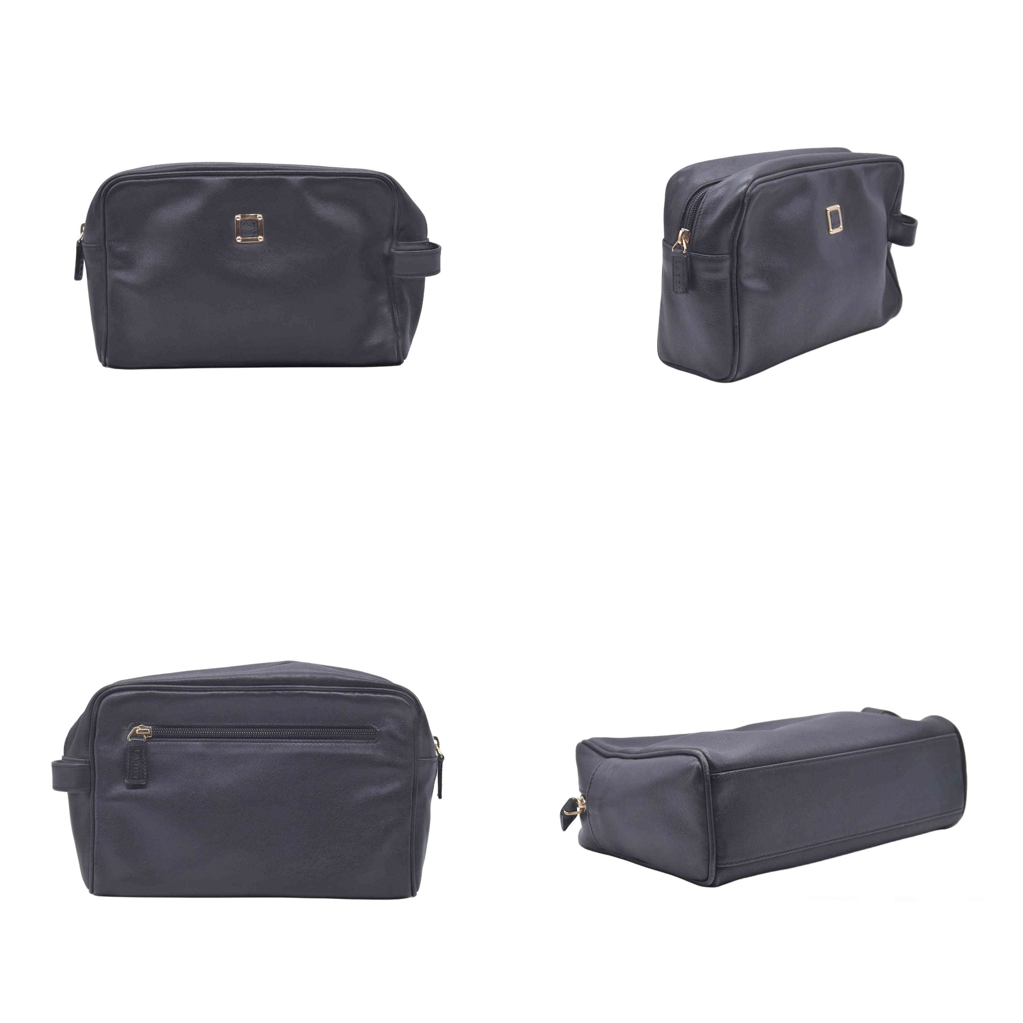 $650 LOEWE Smooth Calfskin Anagram Square Plaque Cosmetic Case Black CONSIGNMENT 10021216