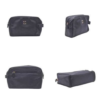 $650 LOEWE Smooth Calfskin Anagram Square Plaque Cosmetic Case Black CONSIGNMENT 10021216