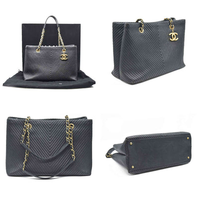 $4500 Chanel Large Surpique Chevron Tote