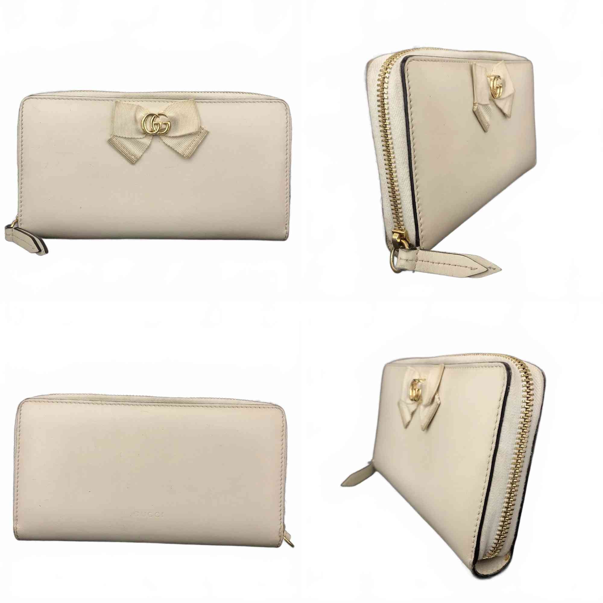$660 GUCCI GG Marmont Ribbon Leather Zip Around Long Wallet