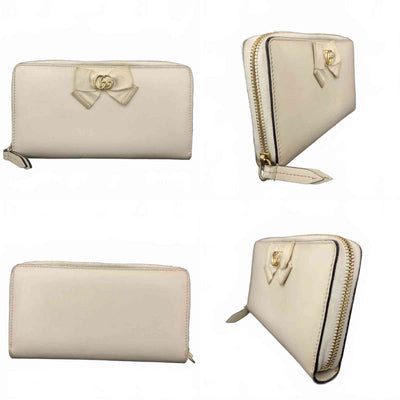 $660 GUCCI GG Marmont Ribbon Leather Zip Around Long Wallet