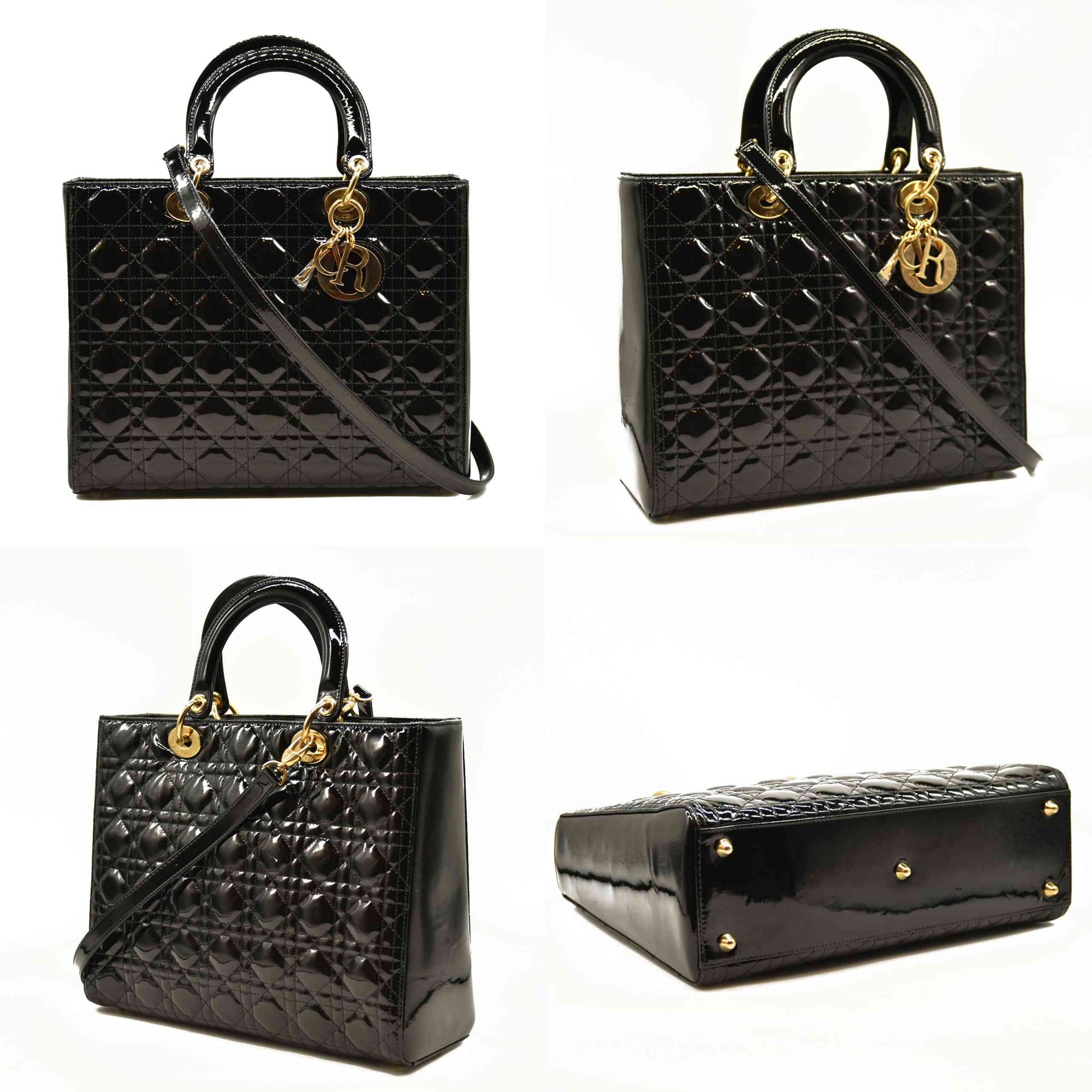 Christian Dior  Patent Cannage Large Lady Dior Black