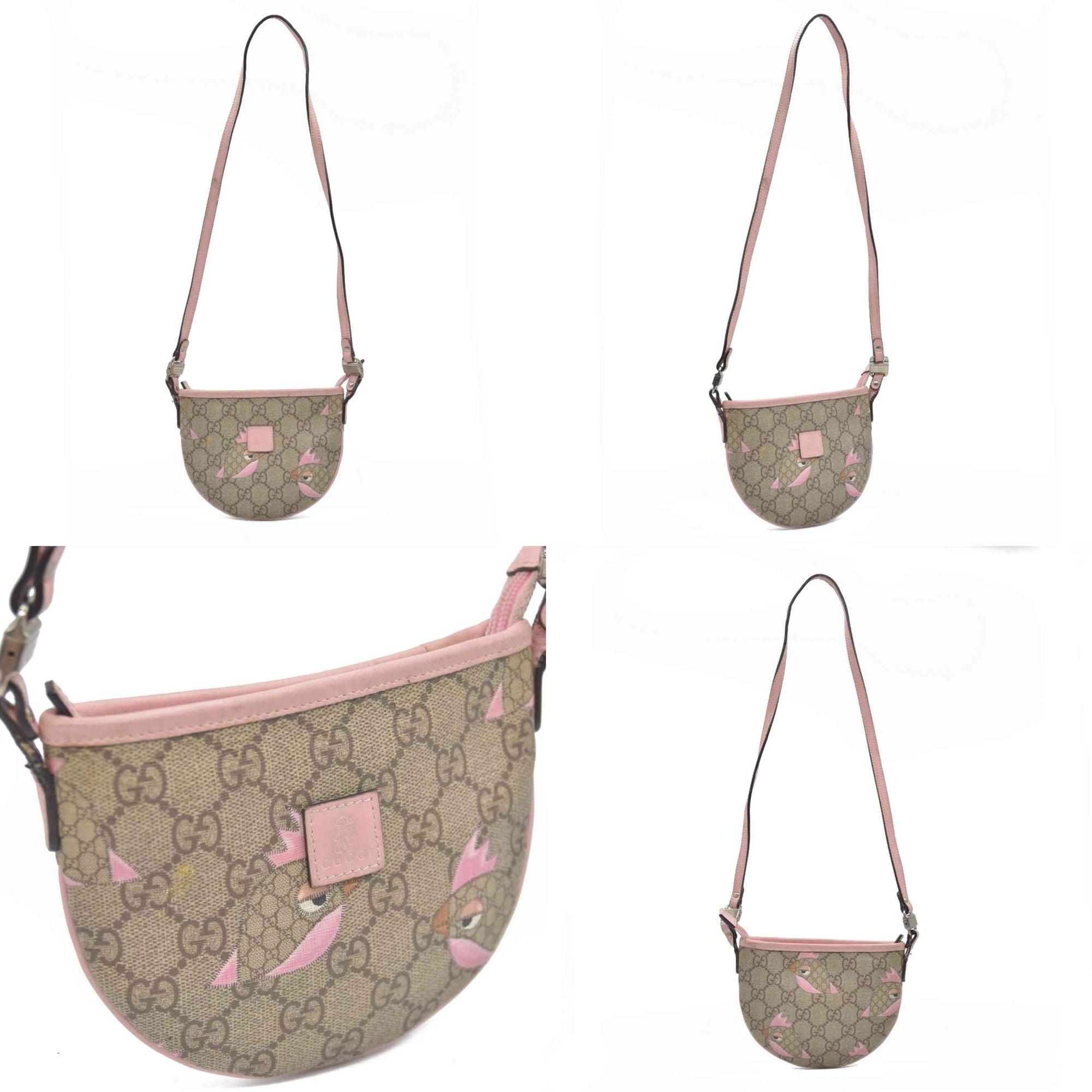 $810 Gucci Children's Zoo Shoulder Bag Printed GG Coated Canvas