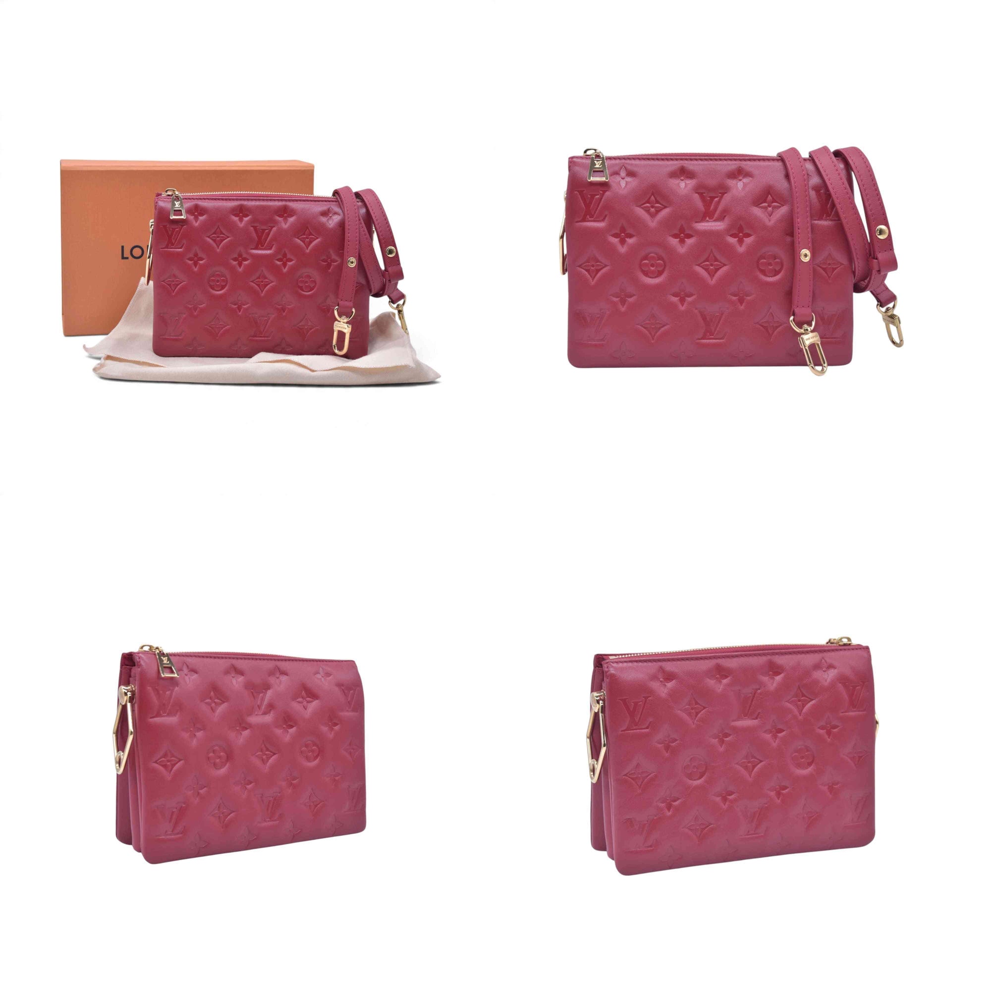 $3900 LOUIS VUITTON Monogram Empreinte Coussin PM Rubis Red RFID 10021360