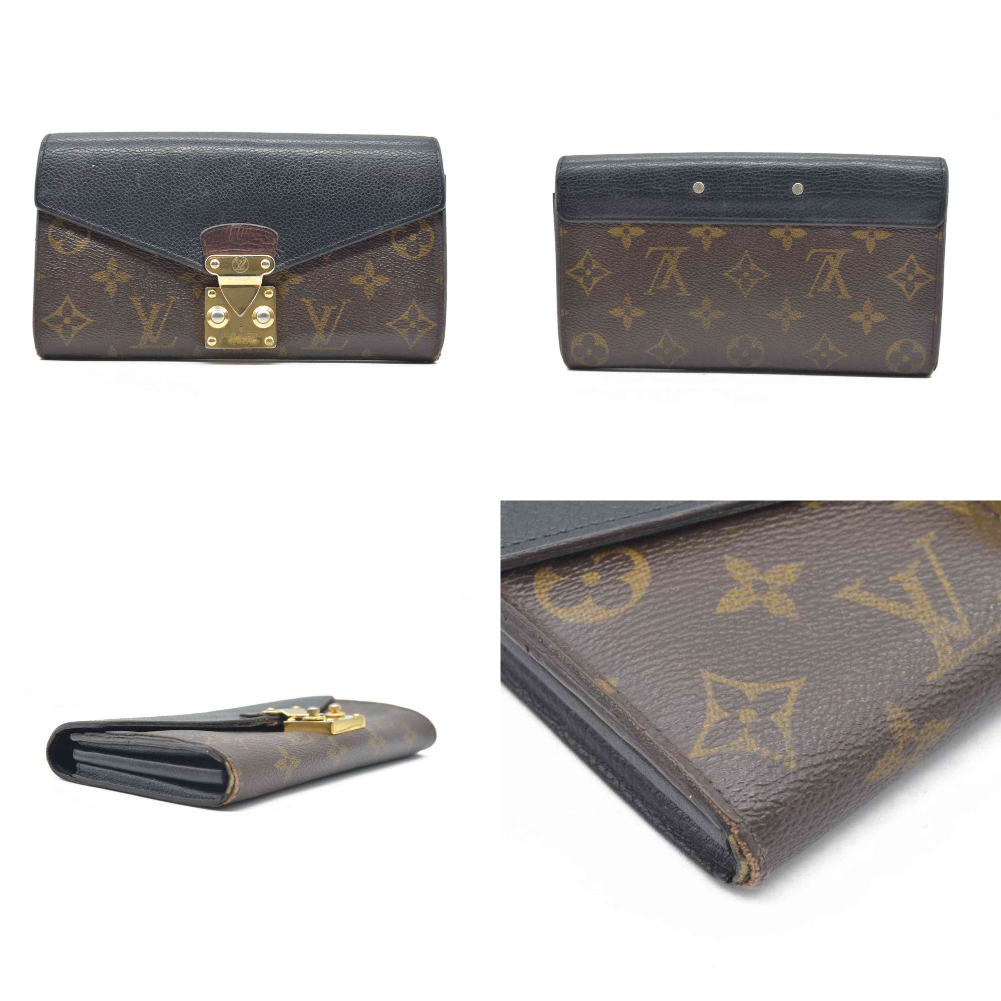 $1140 Louis Vuitton  Monogram Pallas Wallet Black