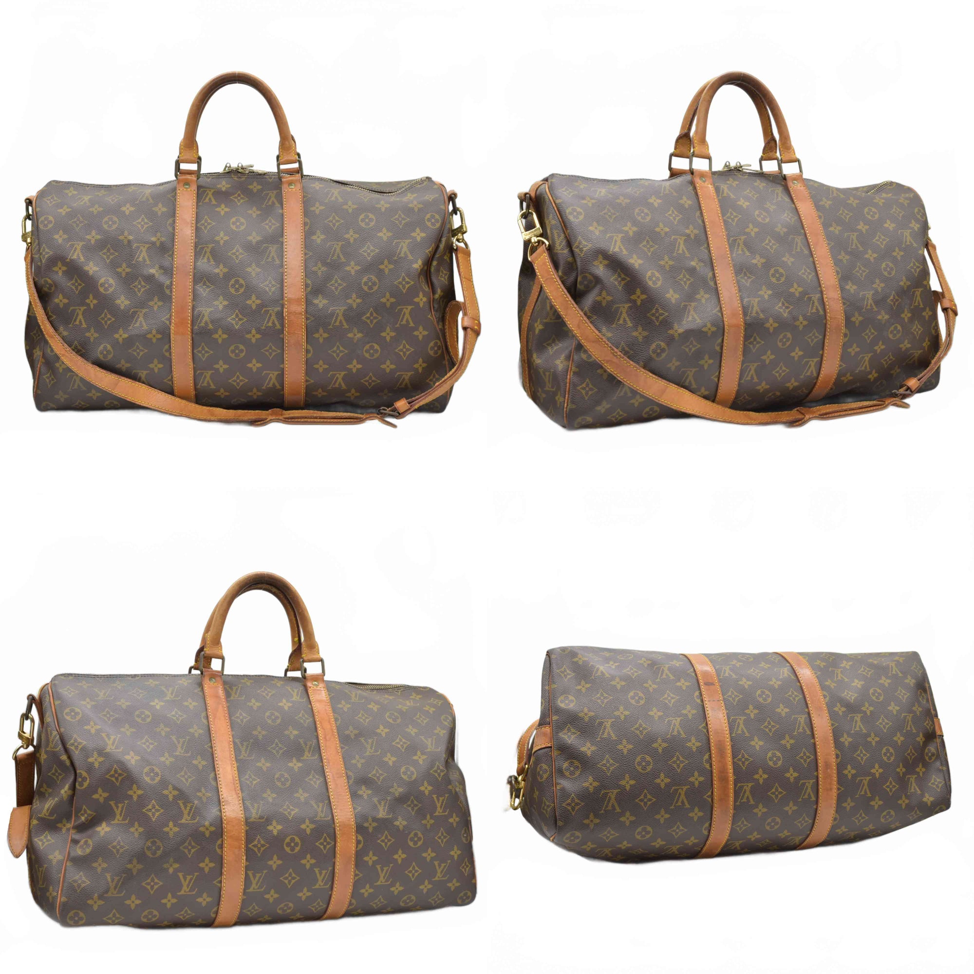 $2630 Louis Vuitton Keepall Bandouliere 50 Brown Monogram VI1920 1990