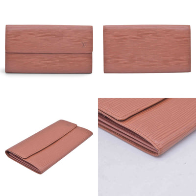 $680 LOUIS VUITTON Epi Leather Porte-Feuille Long Wallet Cognac CONSIGNMENT 10021509