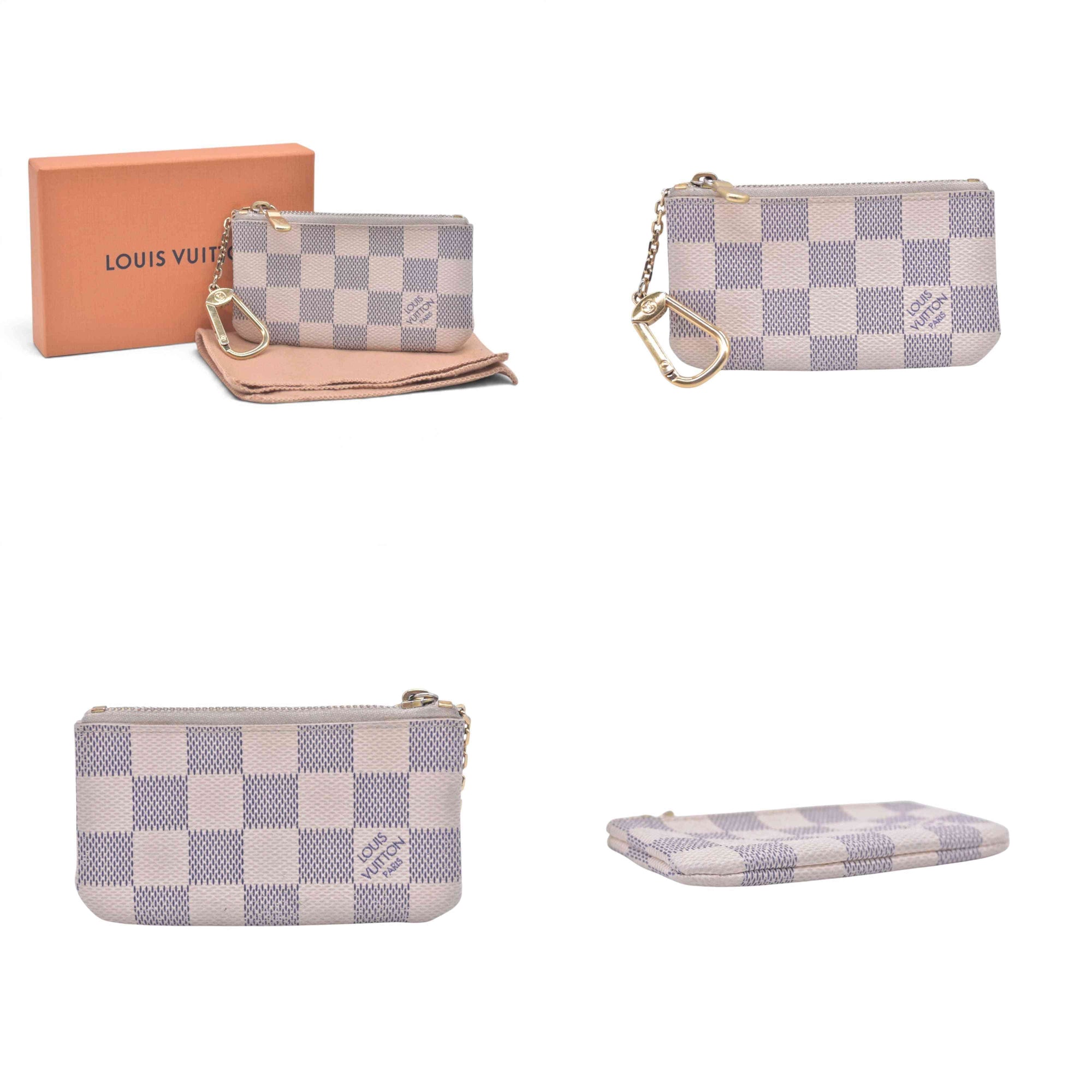 $325 2008 LOUIS VUITTON Damier Azur Cles Key Pouch GA0068 CONSIGNMENT 10021431