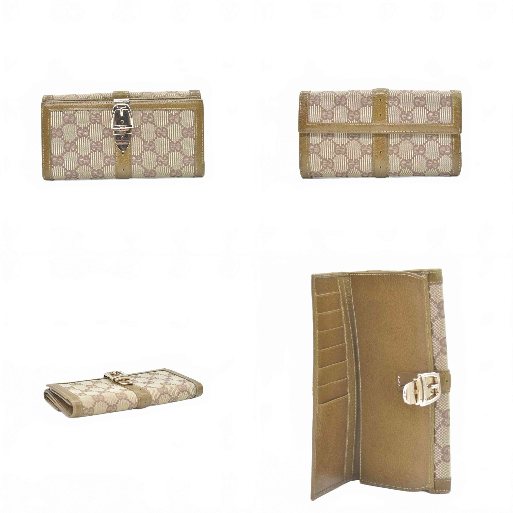 Gucci Jackie Piston Wallet in Sand Brown GG Canvas CONSIGNMENT