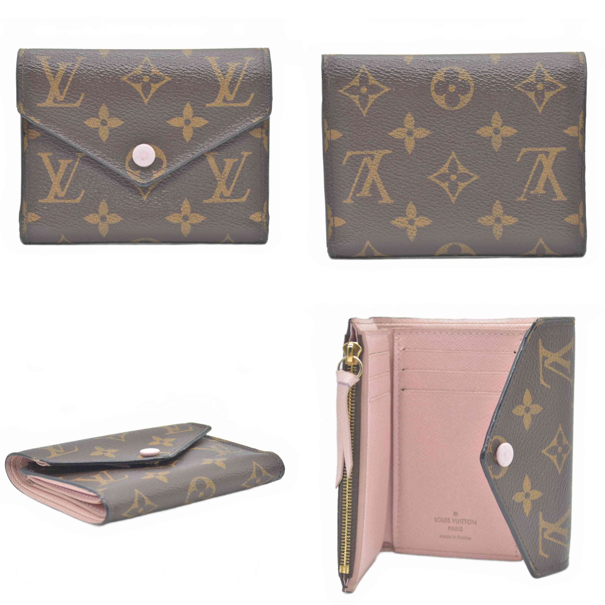 $755 LOUIS VUITTON Portefeuille Victorine M62360 Rose Ballerine Monogram MI4118