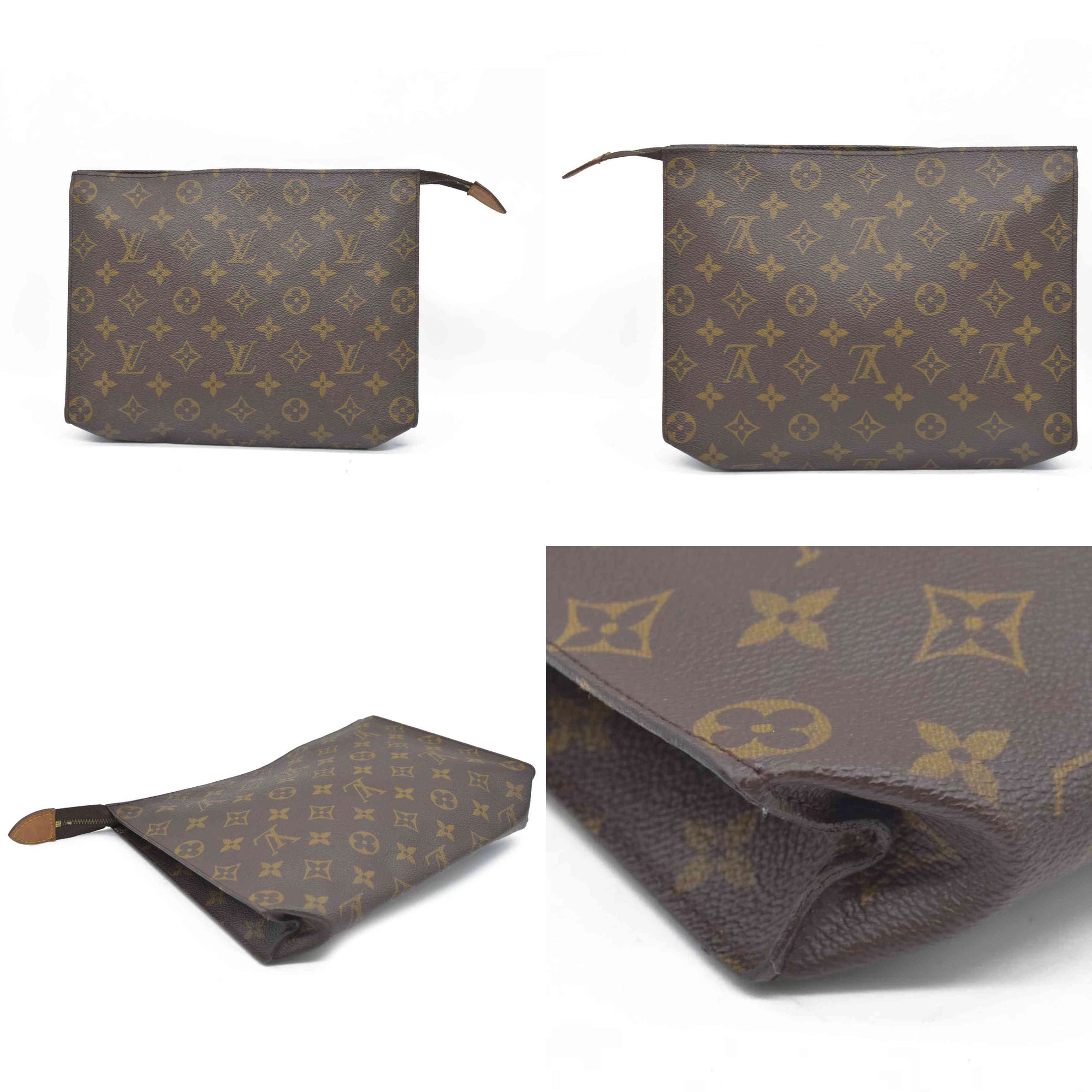 Louis Vuitton Monogram Poche Toilette 26 Cosmetics Pouch Purse  TH01914