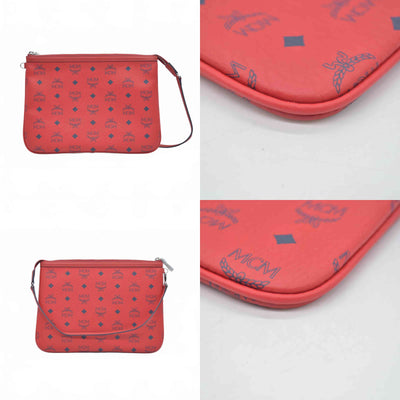 NEW $550 MCM Visetos Shoulder Pouch Red