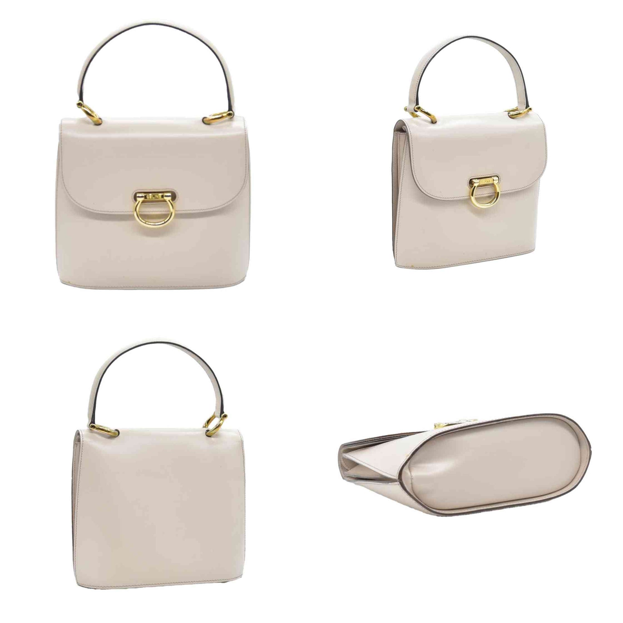 $2450 CONSIGNMENT CELINE Flap Ring Handbag Beige Women's Leather CELINE