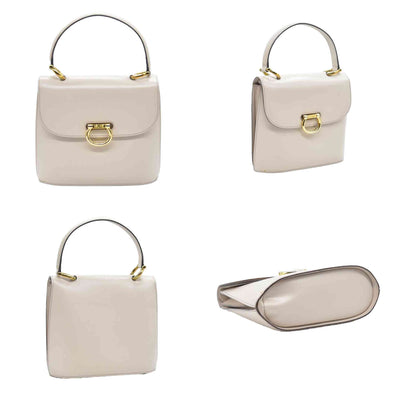 $2450 CONSIGNMENT CELINE Flap Ring Handbag Beige Women's Leather CELINE