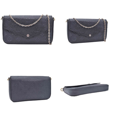 $1770 2019 Louis Vuitton Empreinte Pochette Felicie Chain Wallet Black SD1179