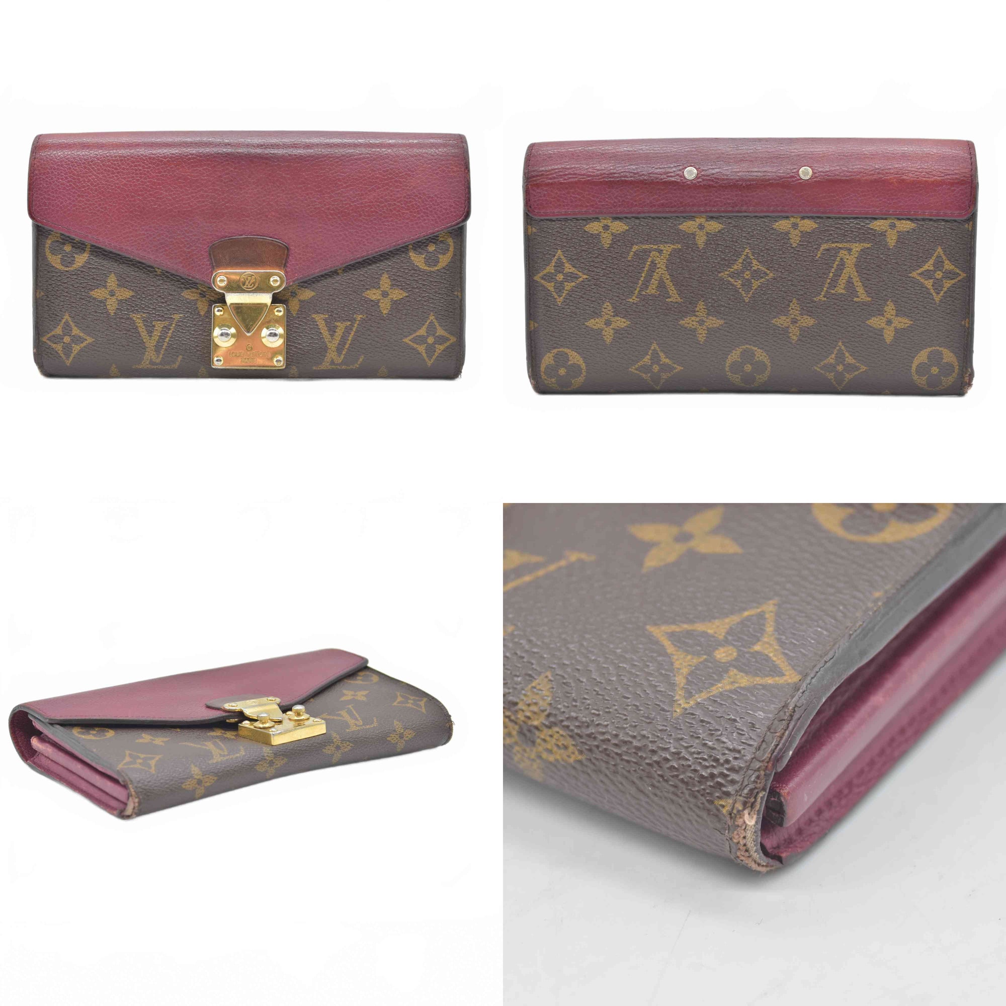 $1140 2015 Louis Vuitton Monogram Pallas Wallet Aurore SN1125