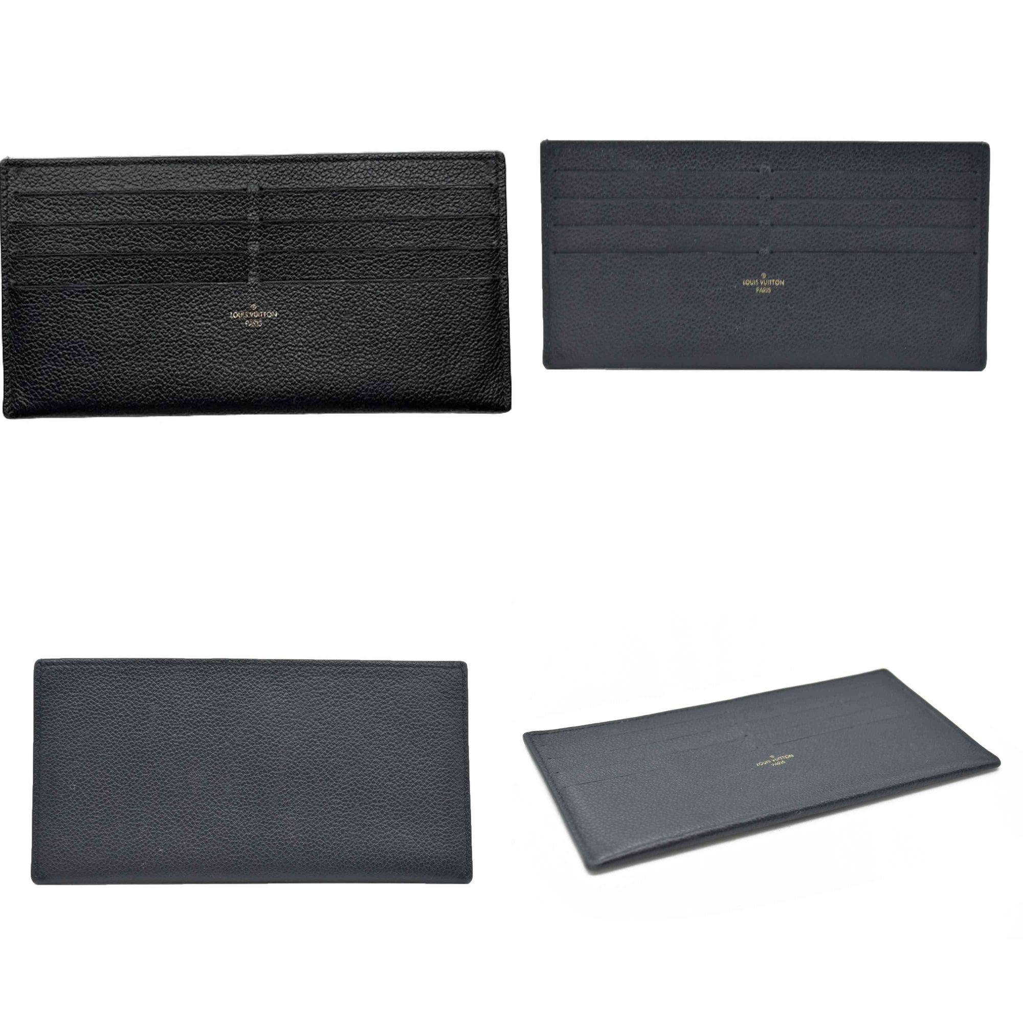 $440 Louis Vuitton  Calfskin Felicie Chain Wallet Card Holder Insert Black