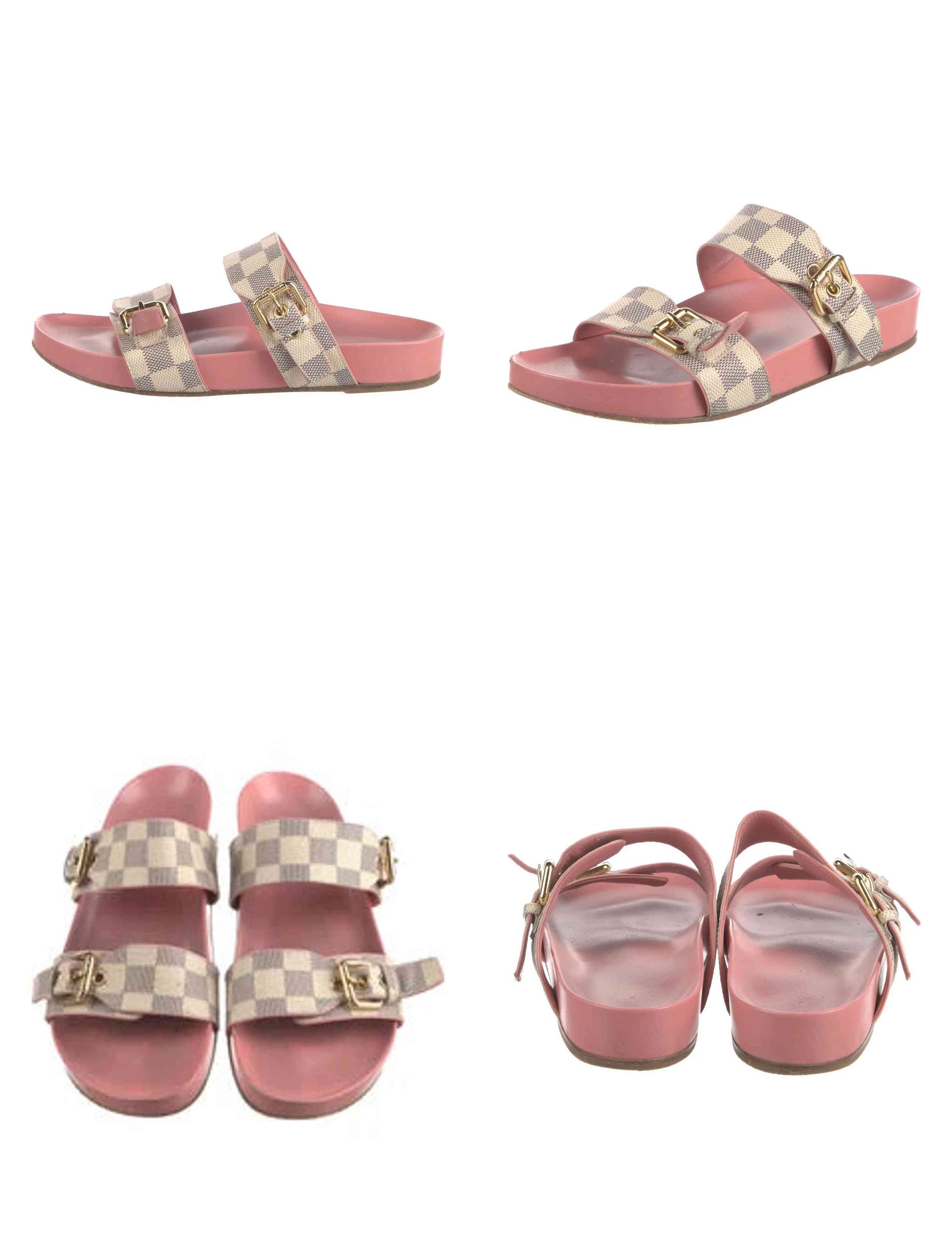 $1210 Louis Vuitton Damier Azur Pattern Slides Women's Size: 8.5 | IT 38.5