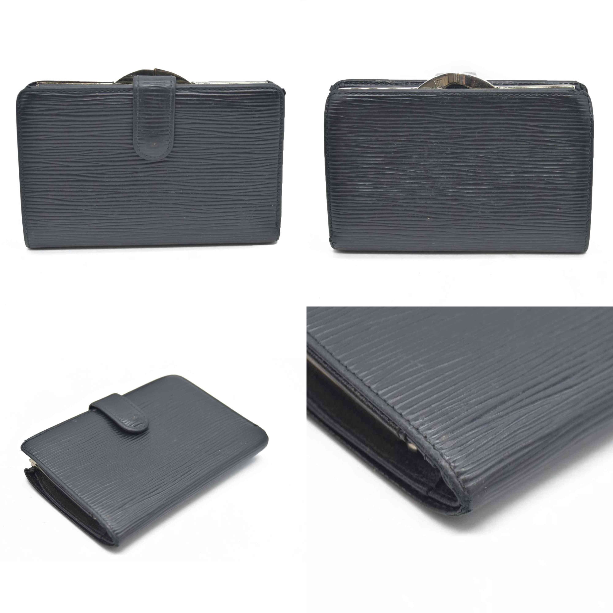 $775 Louis Vuitton  Epi French Purse Wallet Black