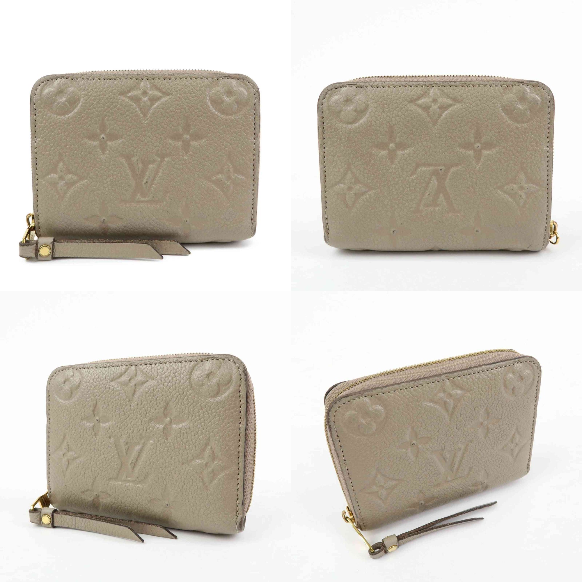 $760 Louis Vuitton Monogram Empreinte Round Zippy Coin Case Beige RFID
