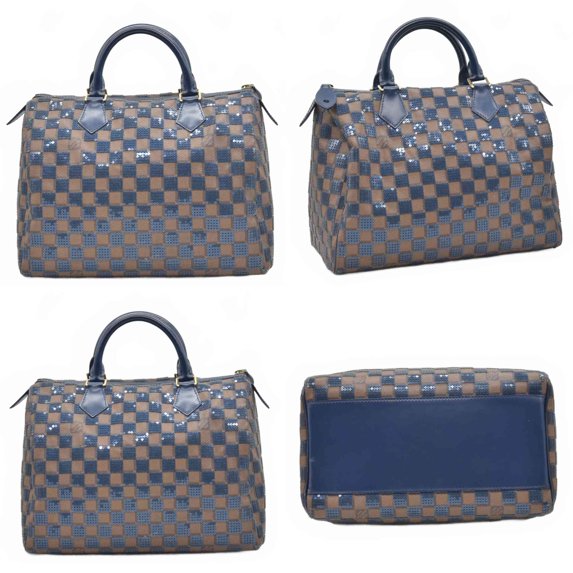 $2700 2013 Louis Vuitton Damier Paillettes Speedy 30 Blue SR2123