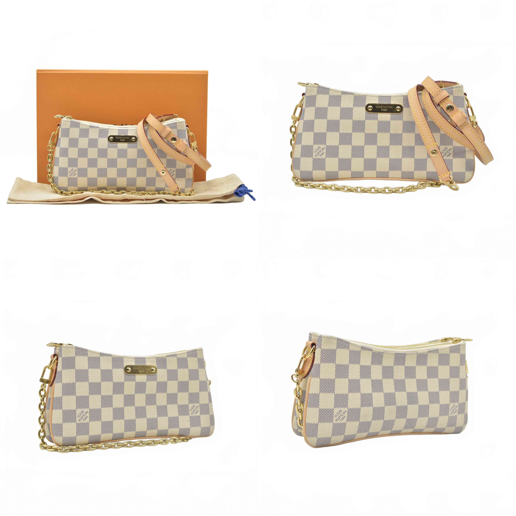 $1890 Louis Vuitton Damier Azur Liv Pochette