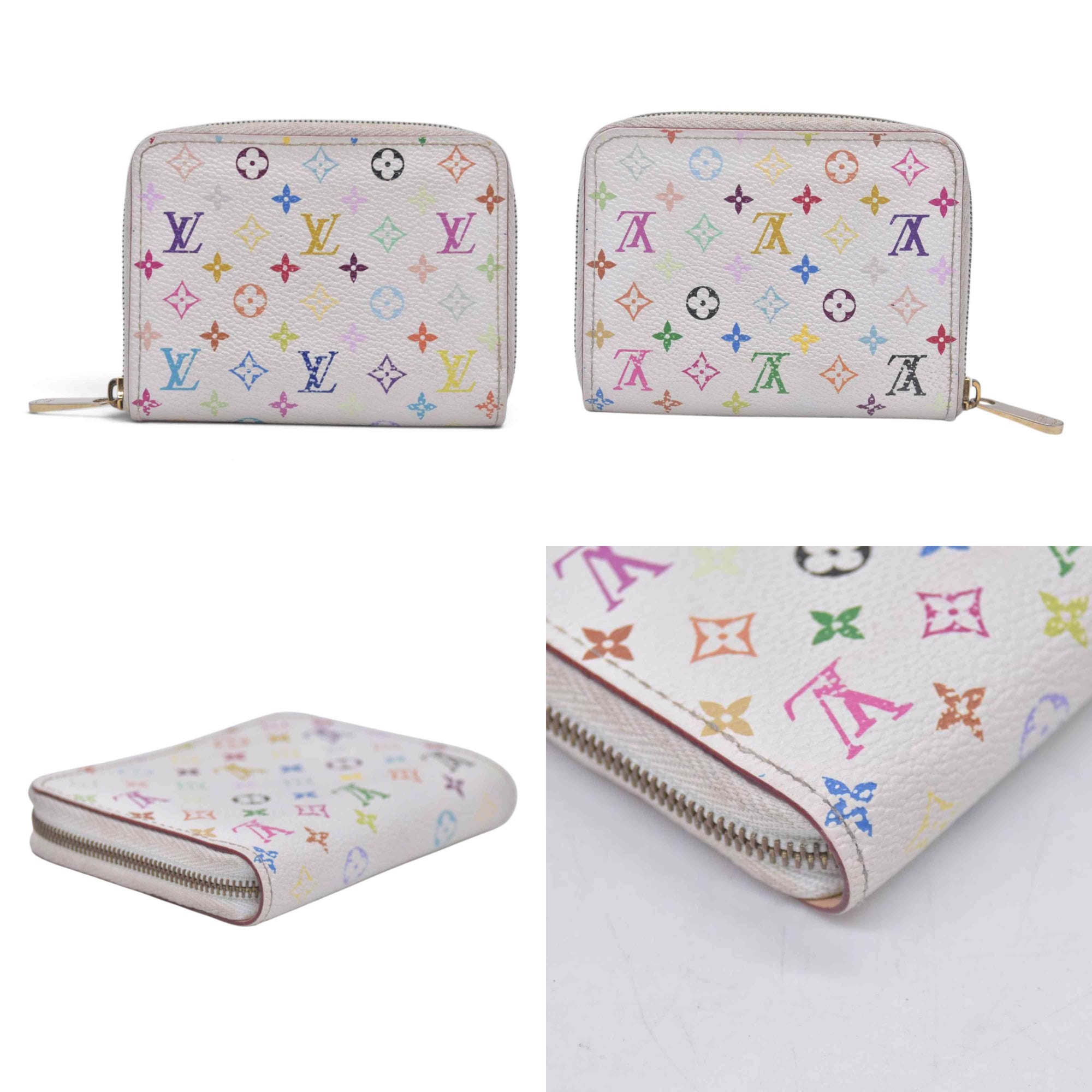 $520 2008 LOUIS VUITTON Monogram Multicolore White Zippy Coin Purse TH0098 CONSIGNMENT 10021514