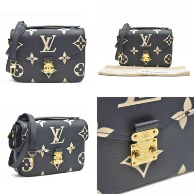 $3150 Louis Vuitton Empreinte Monogram Giant Pochette Metis Black Beige Bicolor CONSIGNMENT