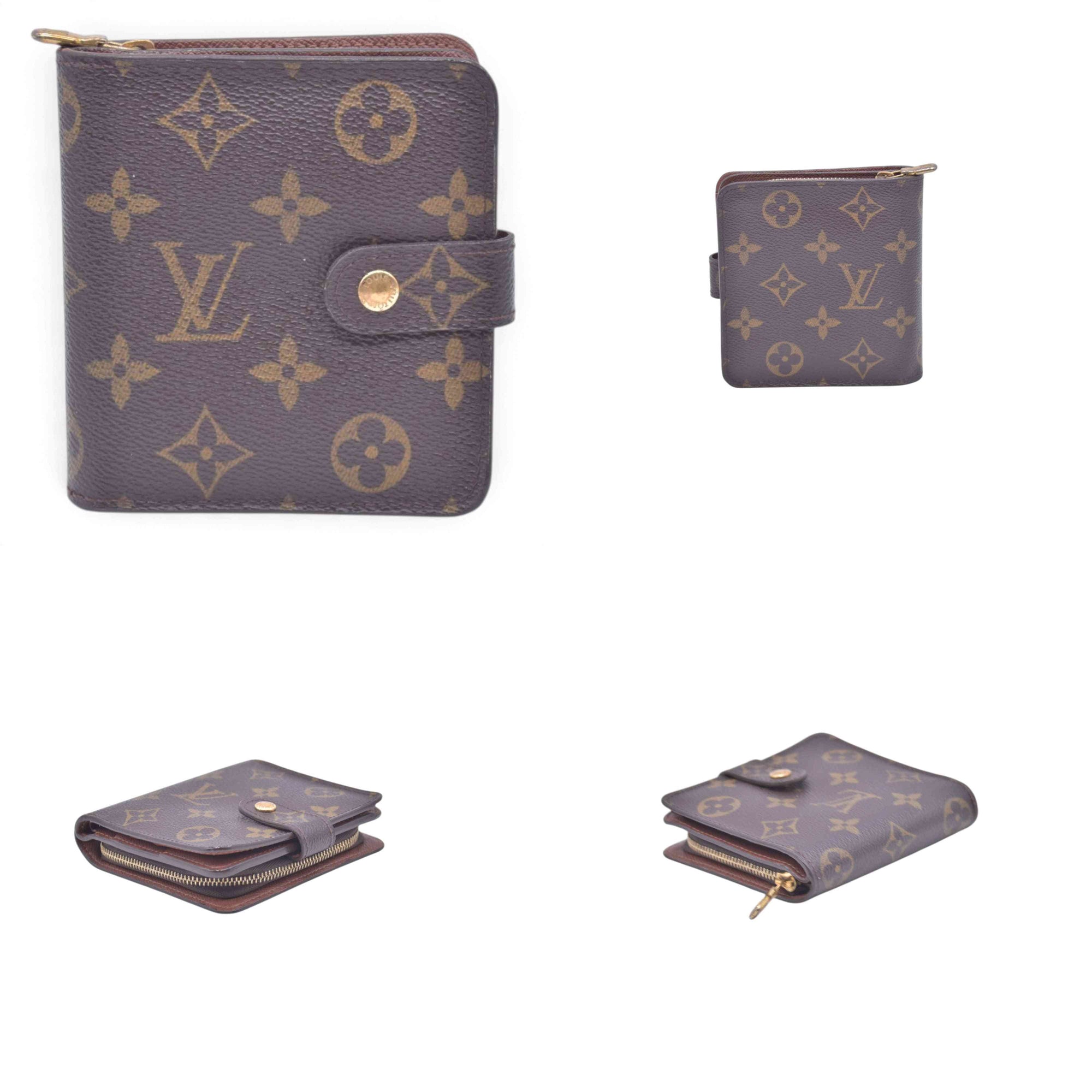 $580 2003 LOUIS VUITTON Monogram Compact Zip Wallet Brown CT0053 CONSIGNMENT 10021430