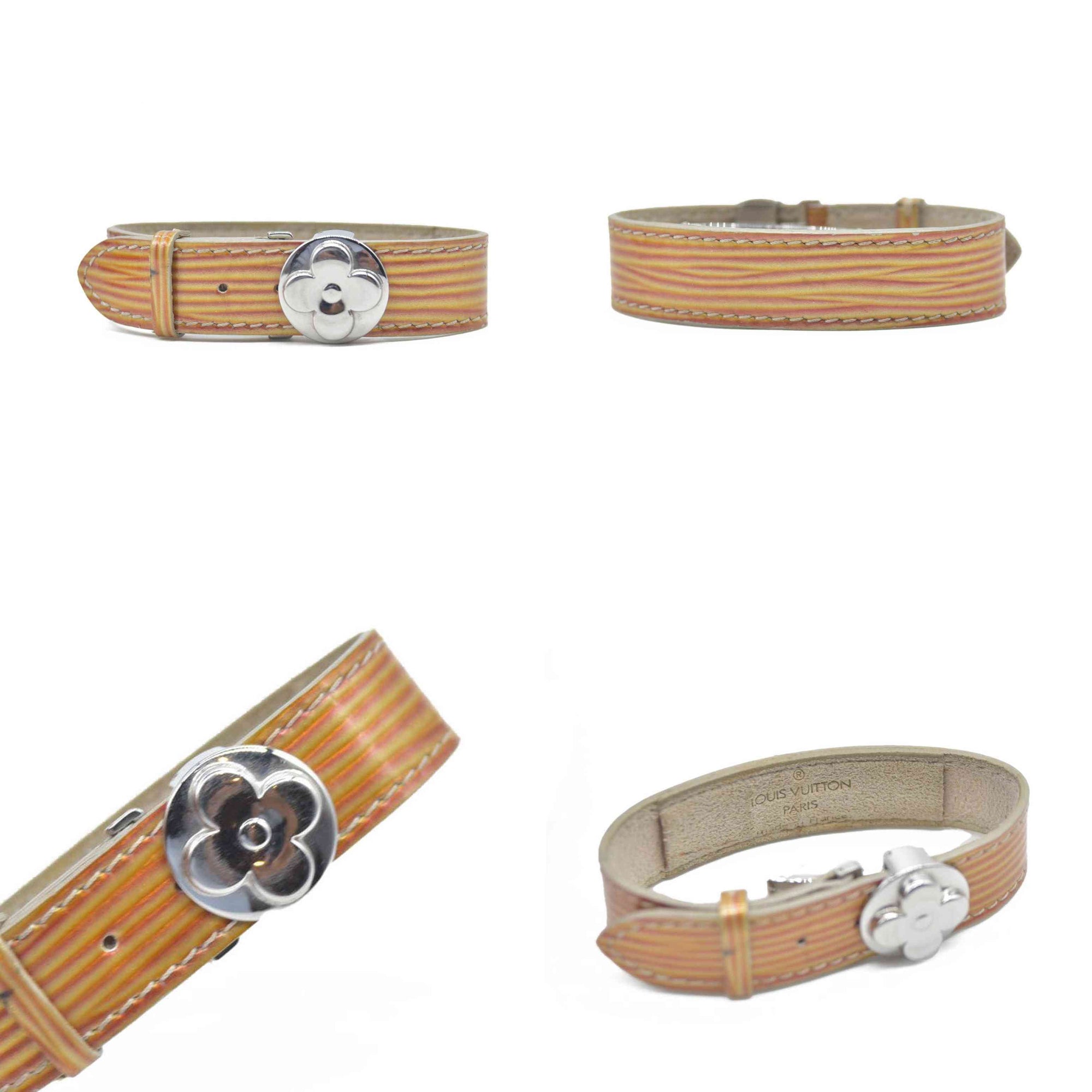 $475 Louis Vuitton Leather Epi Wish Wrap Bracelet Brown SN1909