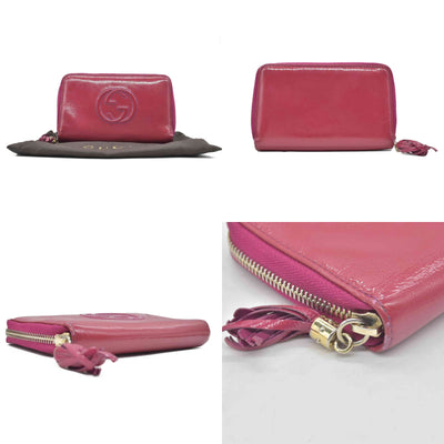 Gucci Patent Soho Zip Around Wallet Bright Bougainvillea CONSIGNMENT