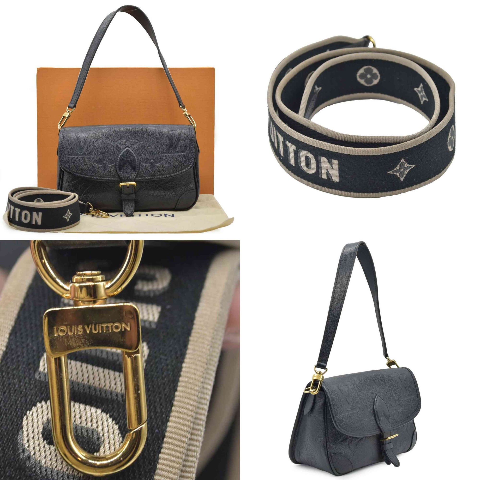 $2850 Louis Vuitton Monogram Diane Black Empreinte Leather Shoulder Bag