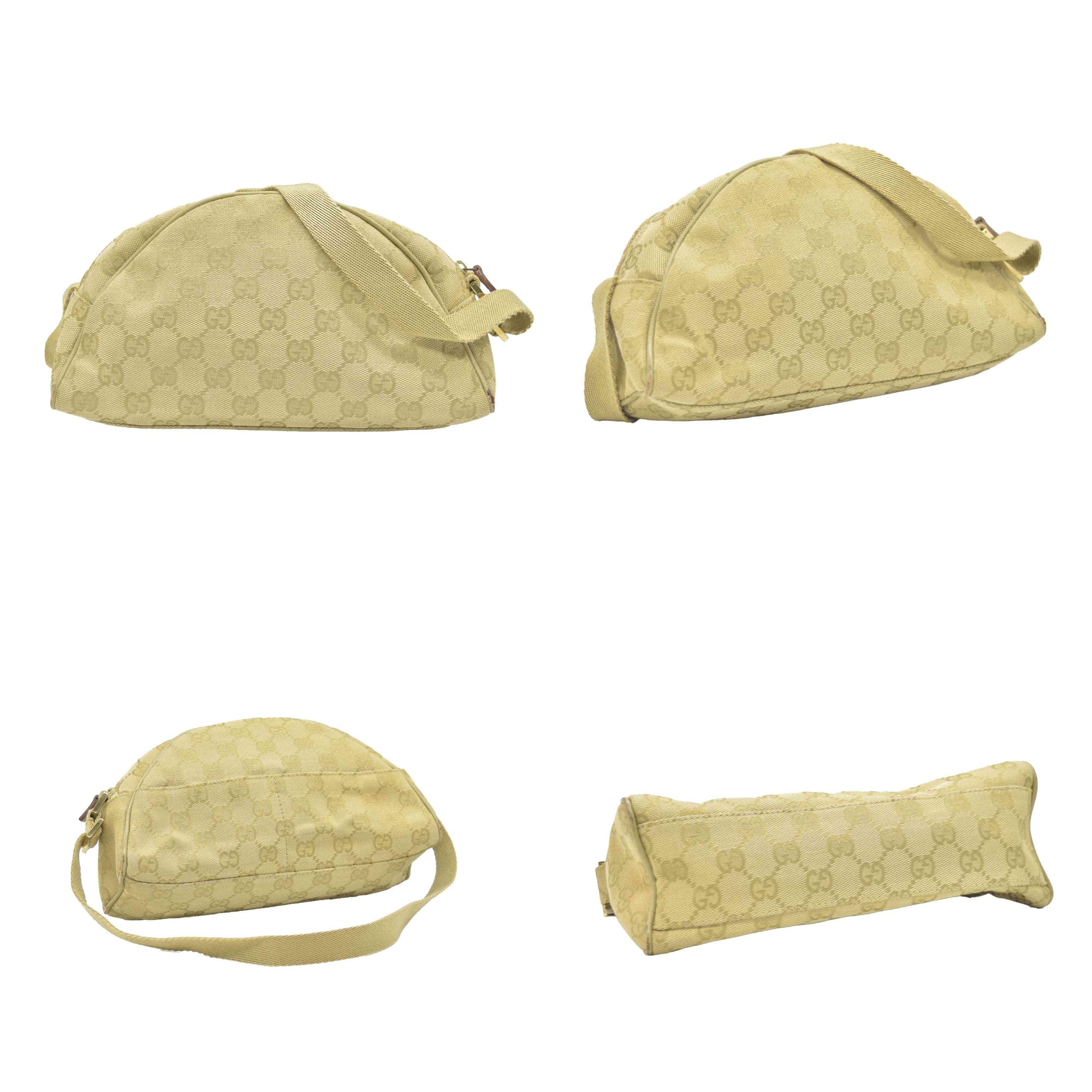 $795 Gucci  GG Canvas Half Moon Pochette CONSIGNMENT