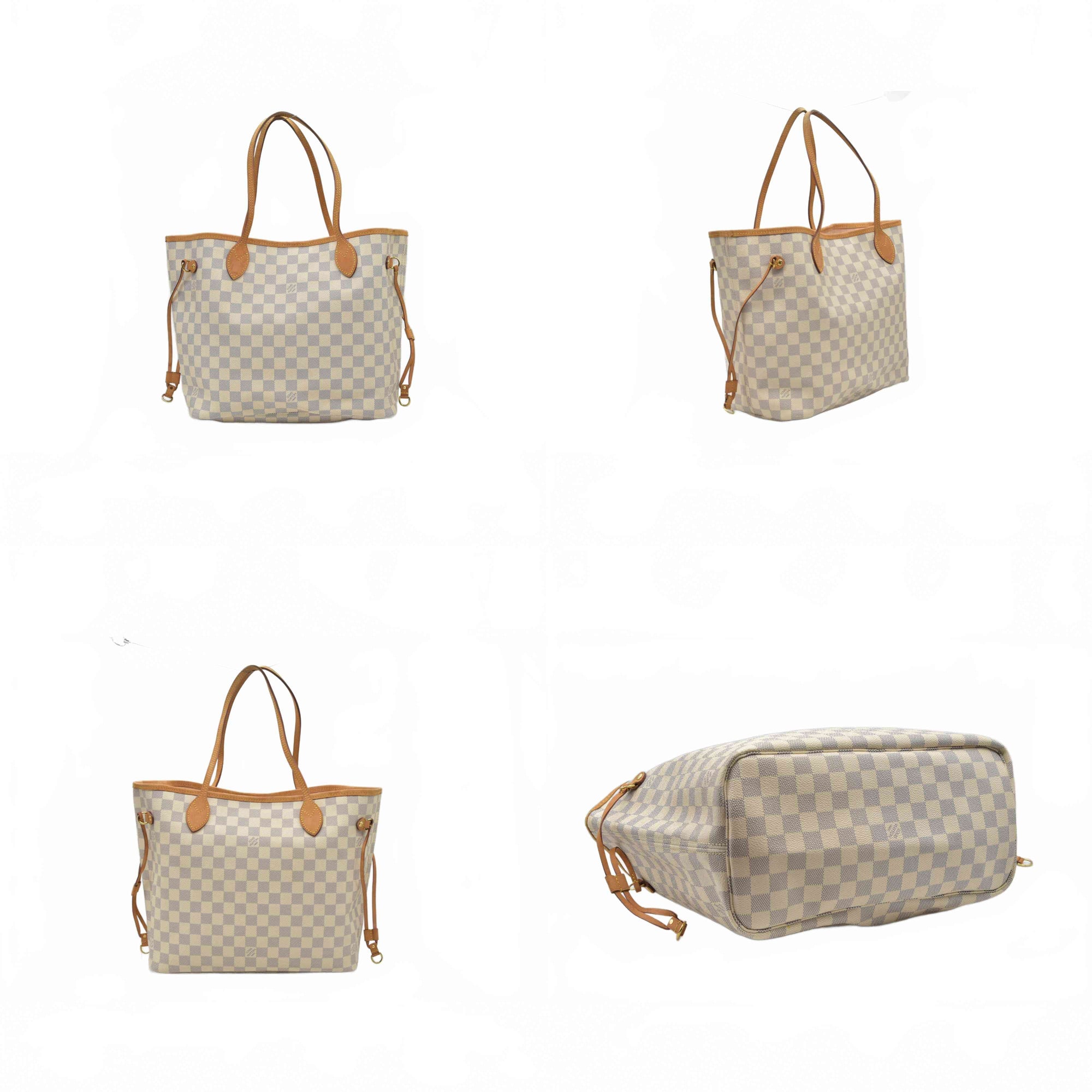 $2170 2019 Louis Vuitton Damier Azur Neverfull MM Rose Ballerine AR4109