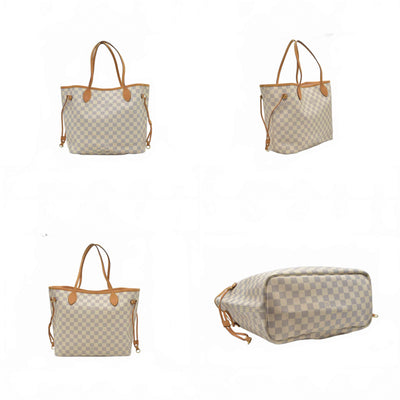 $2170 2019 Louis Vuitton Damier Azur Neverfull MM Rose Ballerine AR4109