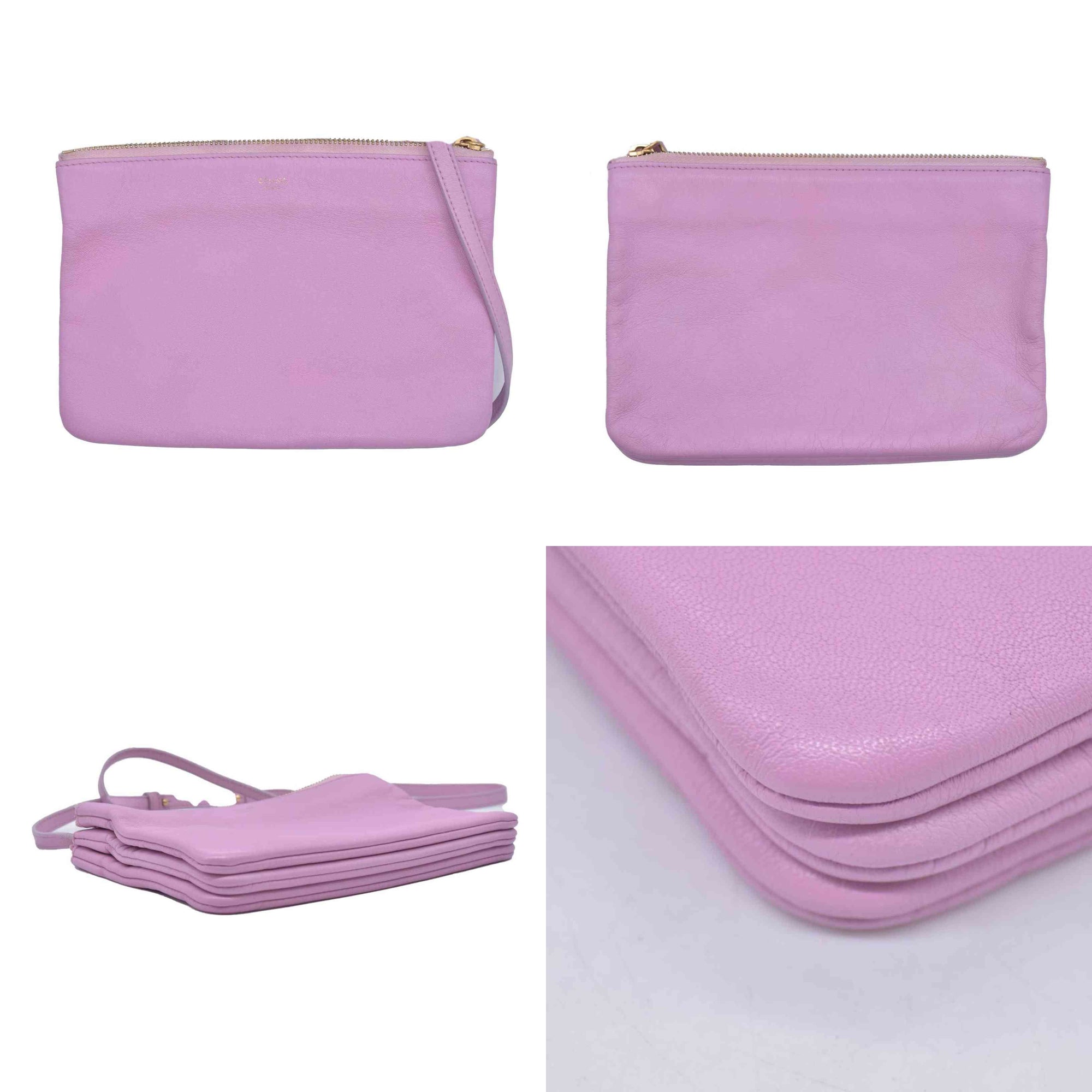 $1250 Celine Pink Leather Small Trio Crossbody Bag CONSIGNMENT 10020876