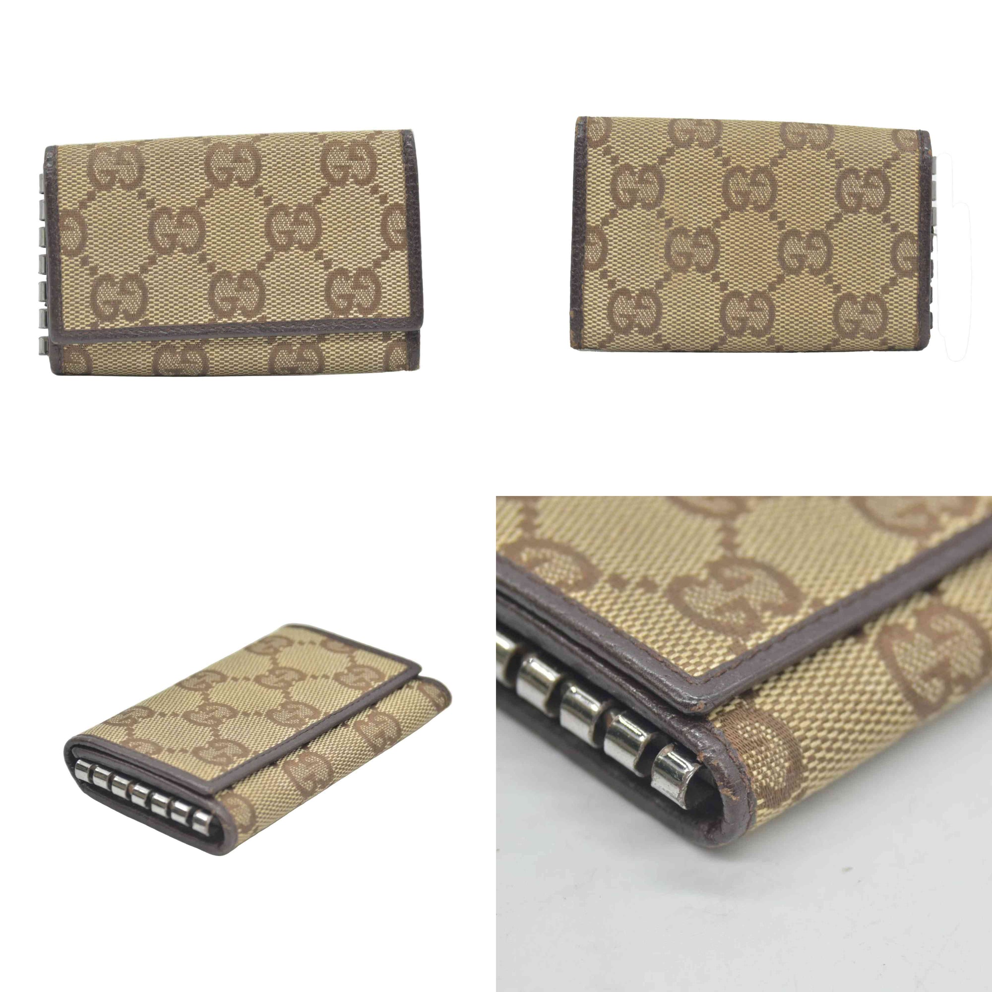 $330 GUCCI Monogram 6 Key Holder Case Dark Brown GG Wallet Canvas Signature Logo CONSIGNMENT
