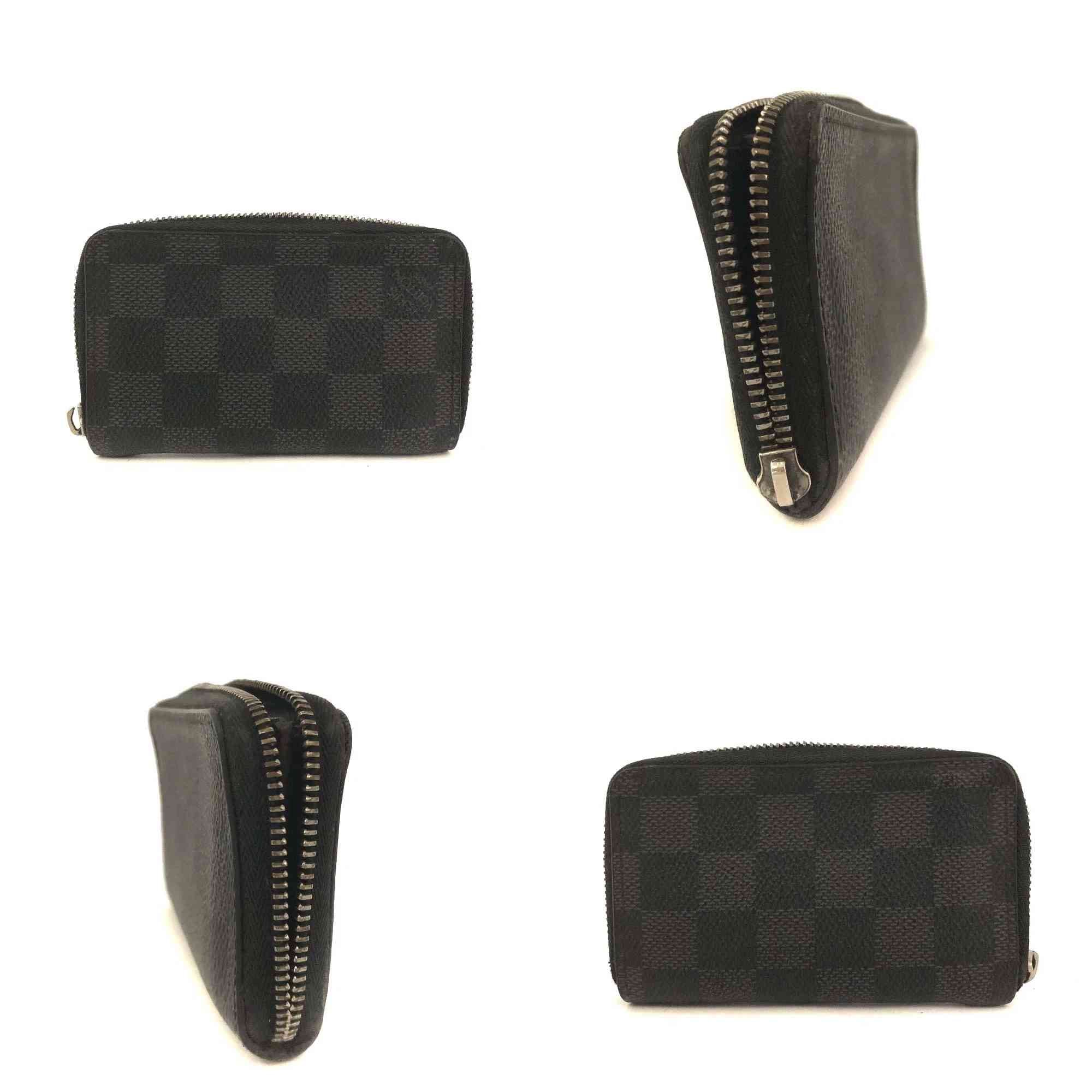 $435 2012 Louis Vuitton Damier Graphite Zippy Zip Coin Purse Wallet Black MI2172 10020836