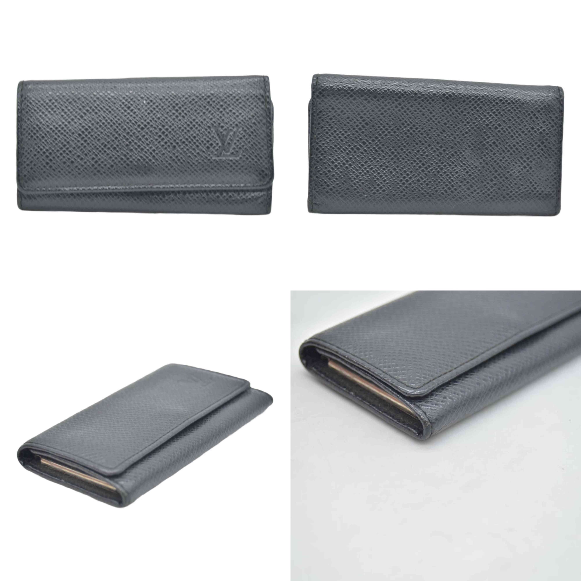 $295 LOUIS VUITTON Taiga 4 Key Multicles Key Holder Black CONSIGNMENT